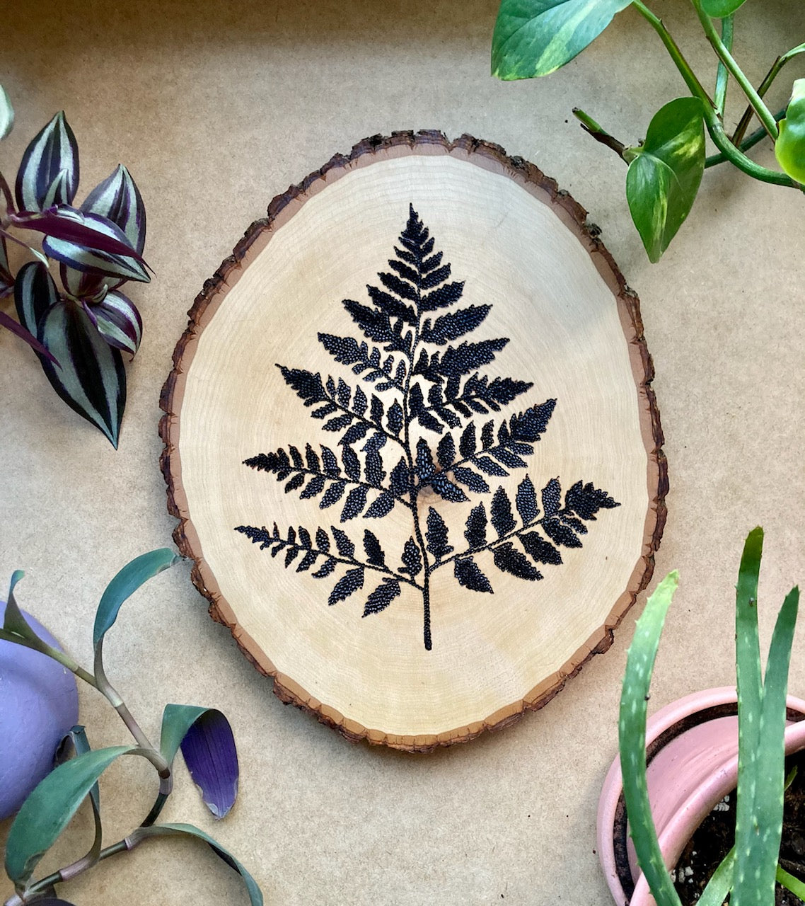 Fern Wood Burning - Handmade Wall hanging